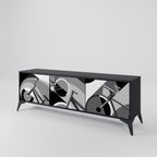 BIKE ENERGY 3-Door TV Stand in Black Finish