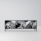 BIKE ENERGY 3-Door TV Stand in Black Finish