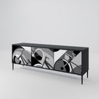 BIKE ENERGY 3-Door TV Stand in Black Finish
