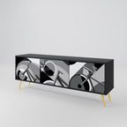 BIKE ENERGY 3-Door TV Stand in Black Finish