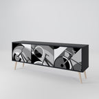BIKE ENERGY 3-Door TV Stand in Black Finish