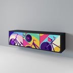 BIKE DREAMS 3-Door TV Stand in Black Finish