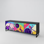 BIKE DREAMS 3-Door TV Stand in Black Finish