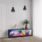 BIKE DREAMS 3-Door TV Stand in Black Finish