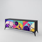 BIKE DREAMS 3-Door TV Stand in Black Finish