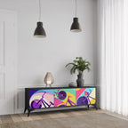 BIKE DREAMS 3-Door TV Stand in Black Finish