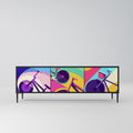 BIKE DREAMS 3-Door TV Stand in Black Finish