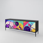 BIKE DREAMS 3-Door TV Stand in Black Finish