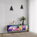 BIKE DREAMS 3-Door TV Stand in Black Finish