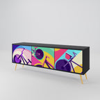 BIKE DREAMS 3-Door TV Stand in Black Finish