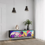 BIKE DREAMS 3-Door TV Stand in Black Finish