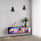 BIKE DREAMS 3-Door TV Stand in Black Finish