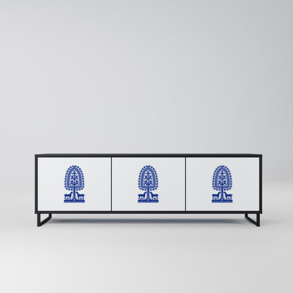 POLISH FOLK ART 3-dörrars TV-bänk i svart finish