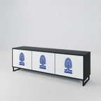 POLISH FOLK ART 3-Door TV Stand in Black Finish