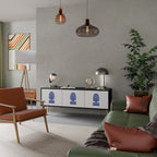 POLISH FOLK ART 3-Door TV Stand in Black Finish