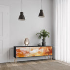 TRACES OF AUTUMN 3-Door TV Stand in Black Finish