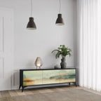 MORNING BY THE LAKE 3-Door TV Stand in Black Finish