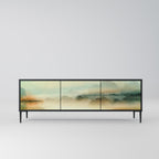 MORNING BY THE LAKE 3-Door TV Stand in Black Finish