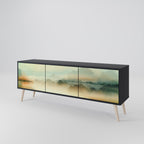 MORNING BY THE LAKE 3-Door TV Stand in Black Finish