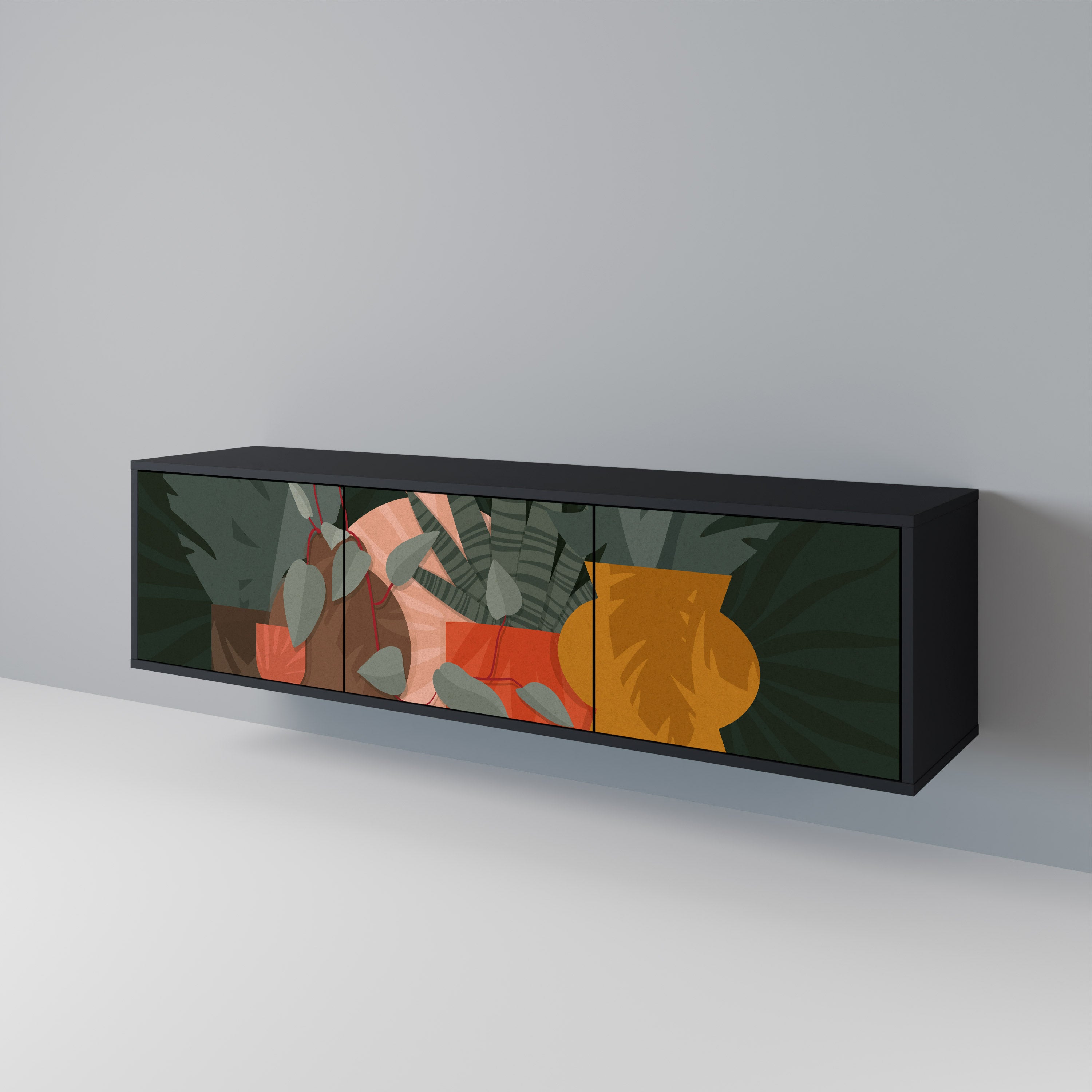 TROPICAL COMPOSITION TV-bänk med 3 dörrar