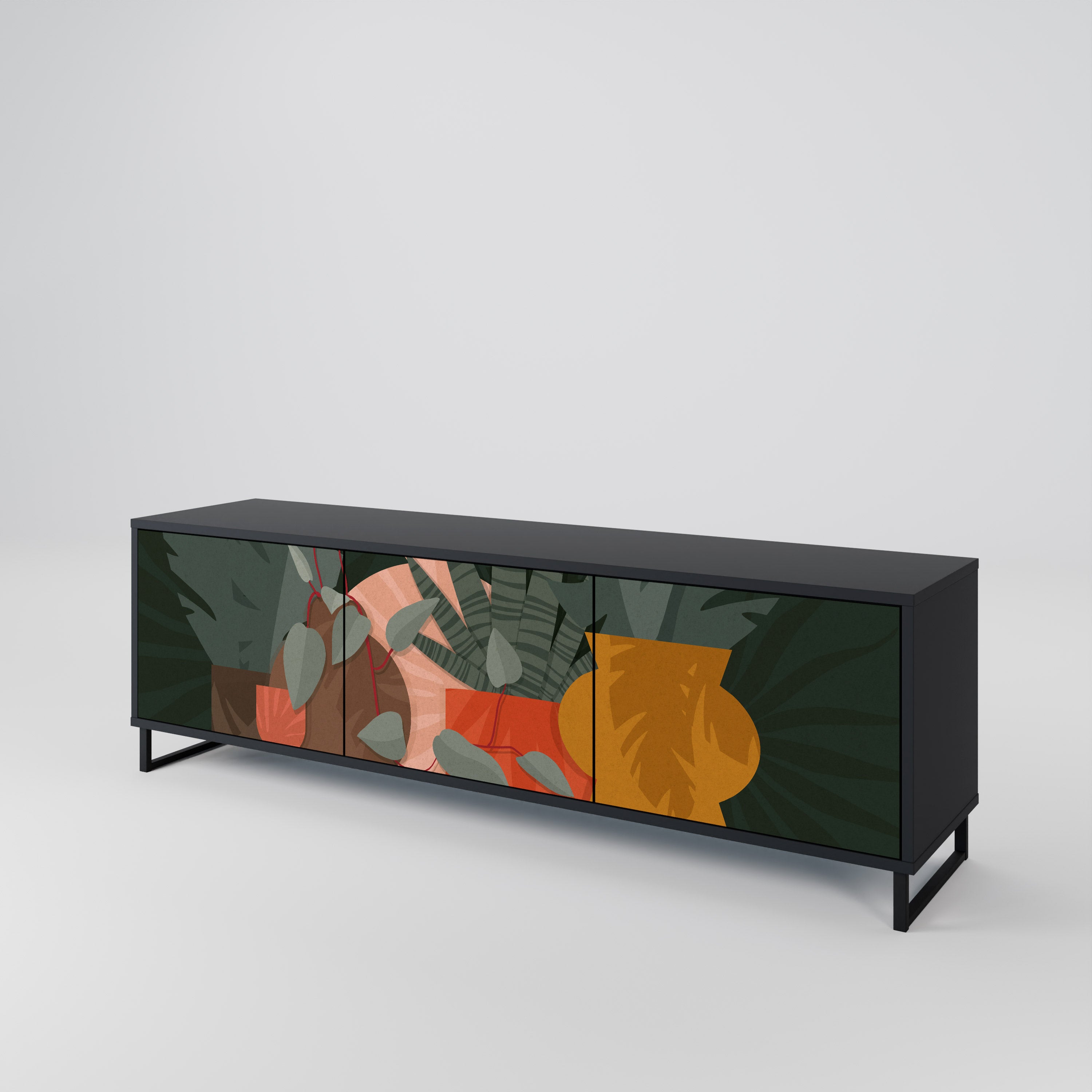 TROPICAL COMPOSITION TV-bänk med 3 dörrar