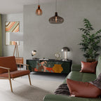 TROPICAL COMPOSITION 3-Door TV Stand in Black Finish