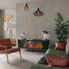 TROPICAL COMPOSITION 3-Door TV Stand in Black Finish