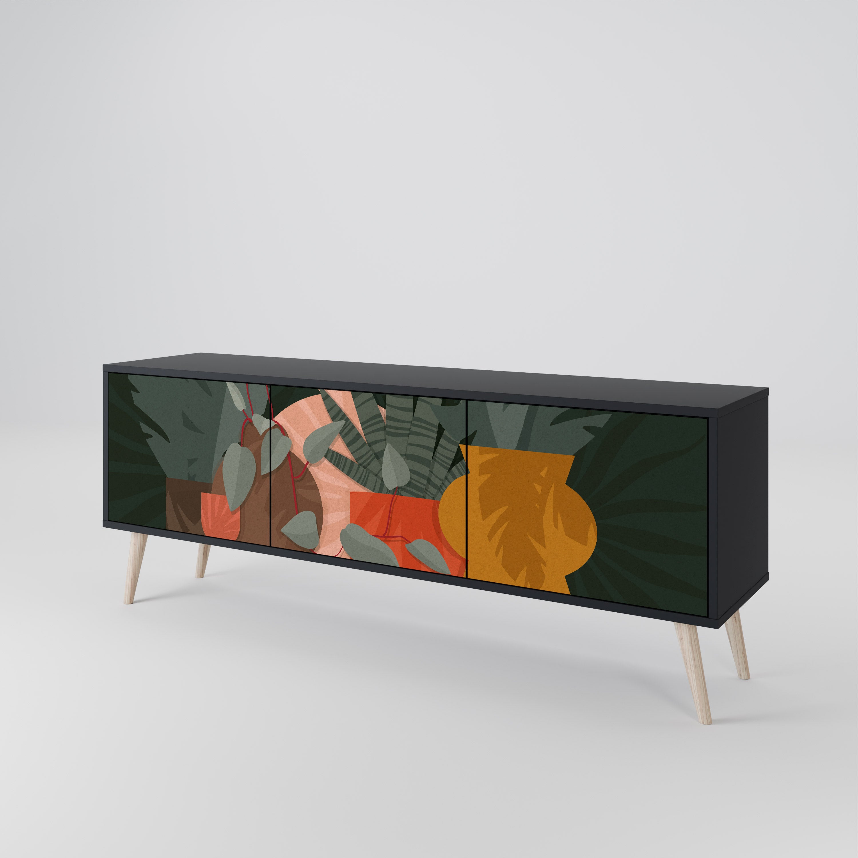 TROPICAL COMPOSITION TV-bänk med 3 dörrar
