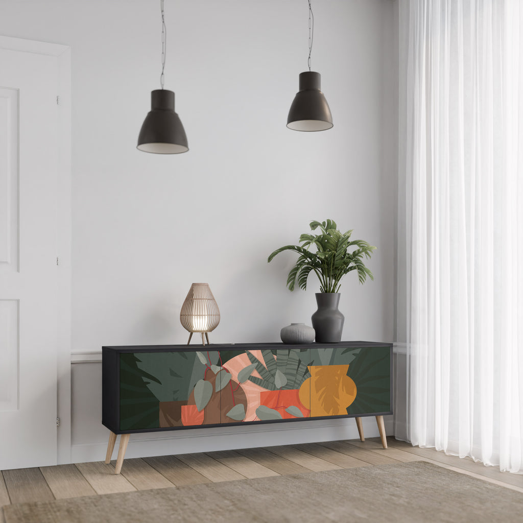 TROPICAL COMPOSITION 3-dörrars TV-bänk i svart finish