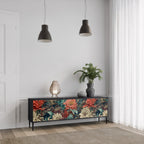 SPROUTING GRACE 3-Door TV Stand in Black Finish