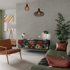 SPROUTING GRACE 3-Door TV Stand in Black Finish