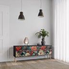 SPROUTING GRACE 3-Door TV Stand in Black Finish