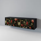 AVIAN GREENERY 3-Door TV Stand in Black Finish