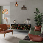 AVIAN GREENERY 3-Door TV Stand in Black Finish