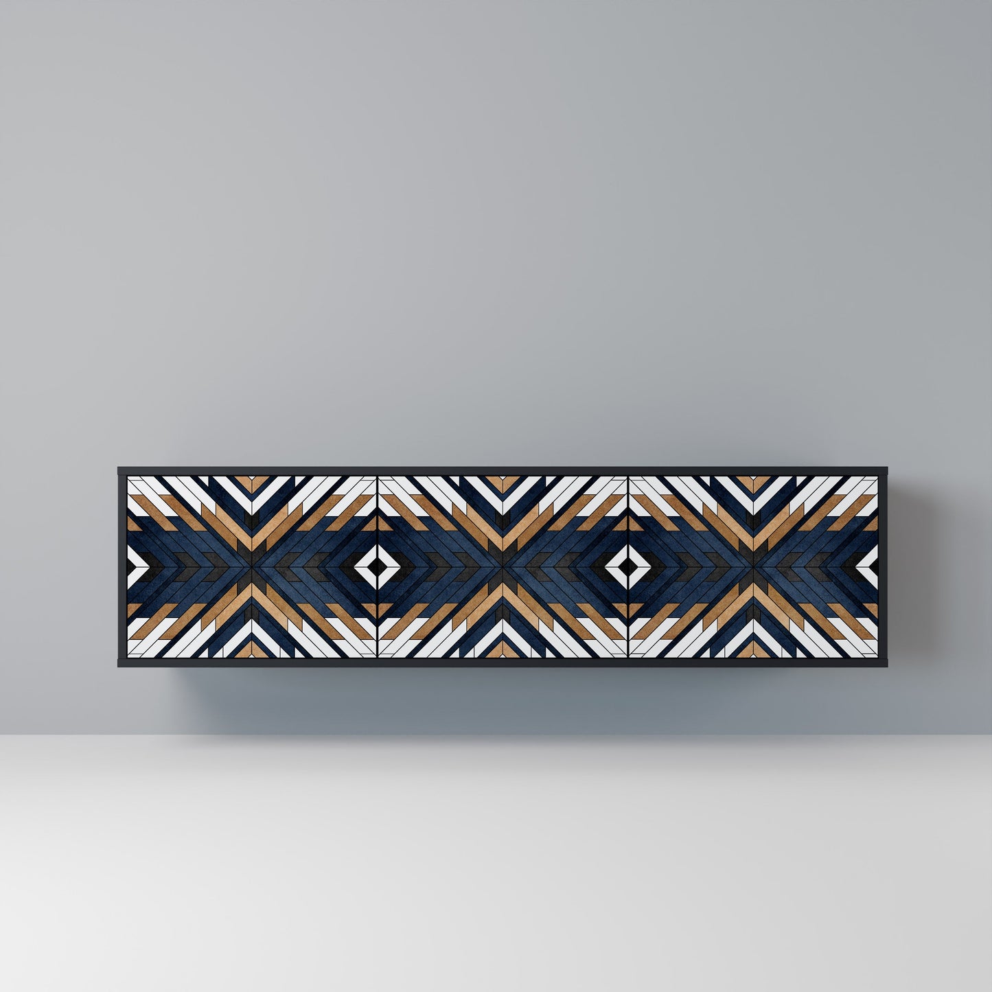 ARTFUL GEOMETRY 3-dörrars TV-bänk i svart finish