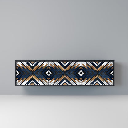 ARTFUL GEOMETRY 3-dörrars TV-bänk i svart finish