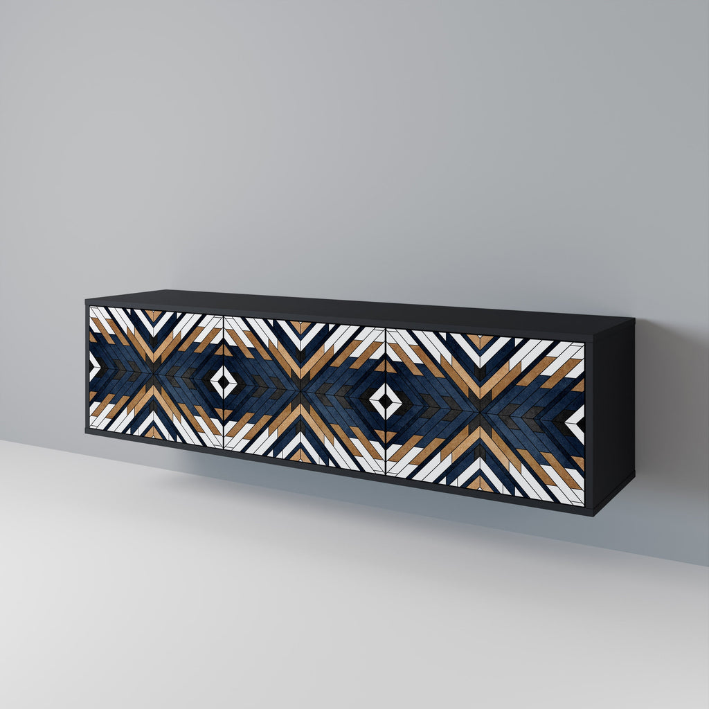 ARTFUL GEOMETRY 3-dörrars TV-bänk i svart finish