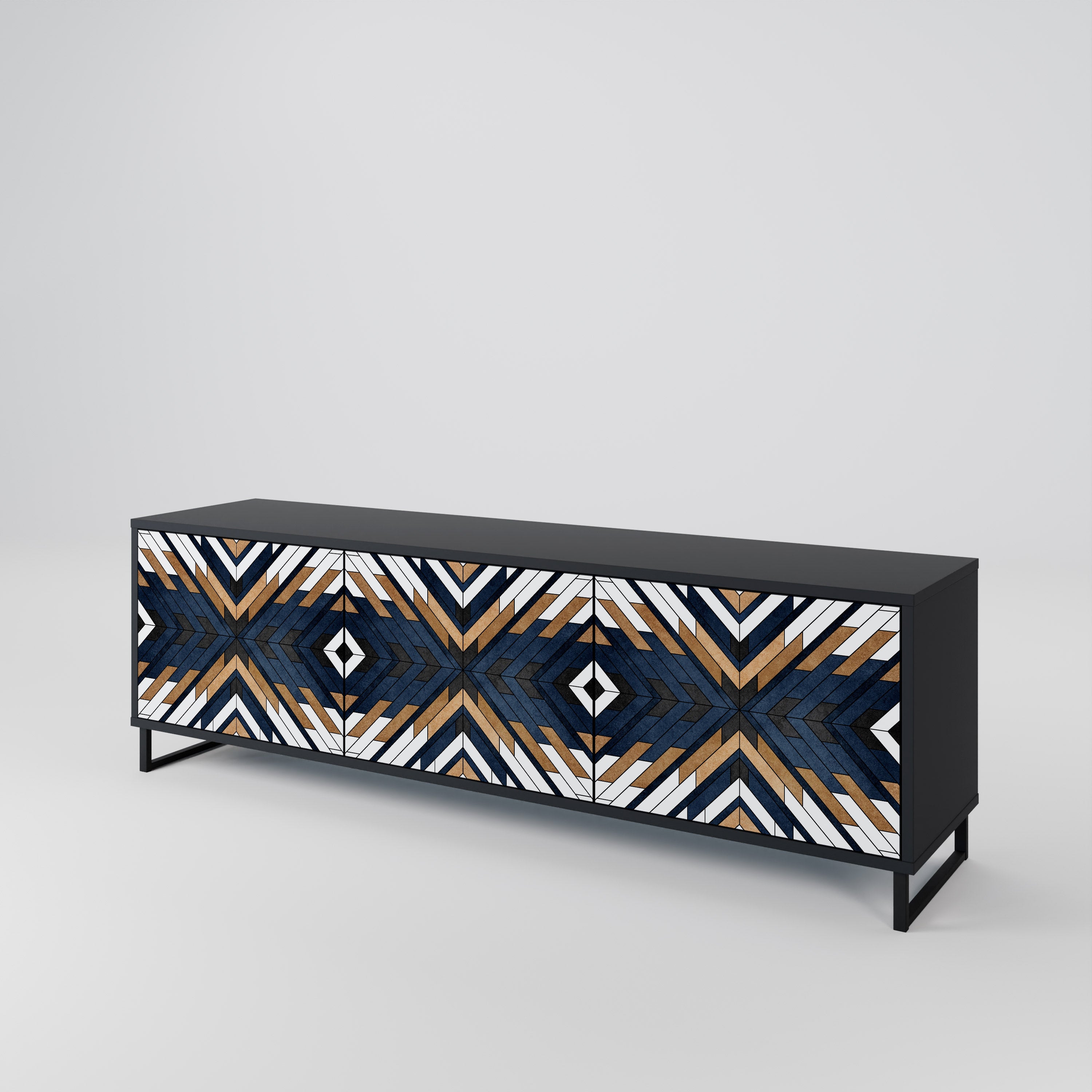ARTFUL GEOMETRY 3-dörrars TV-bänk i svart finish