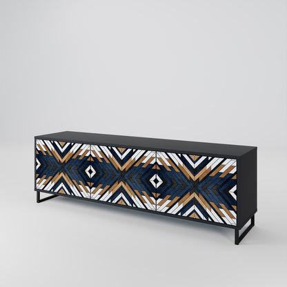 ARTFUL GEOMETRY 3-Door TV Stand in Black Finish
