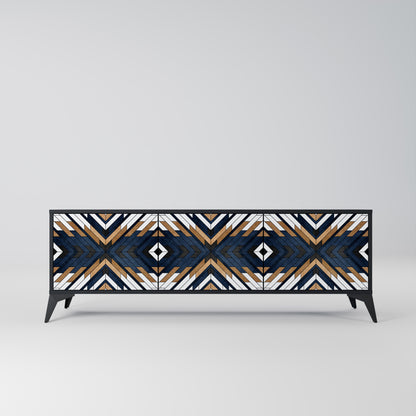 ARTFUL GEOMETRY 3-Door TV Stand in Black Finish