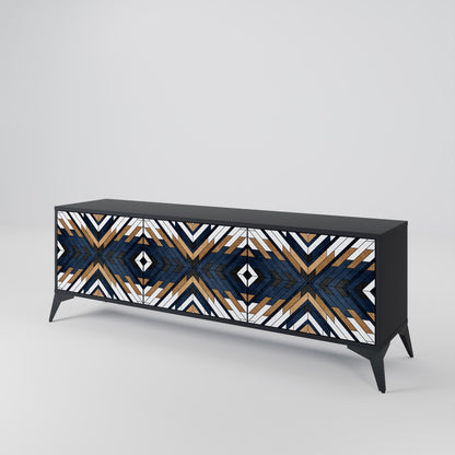 ARTFUL GEOMETRY 3-Door TV Stand in Black Finish