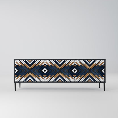 ARTFUL GEOMETRY 3-Door TV Stand in Black Finish