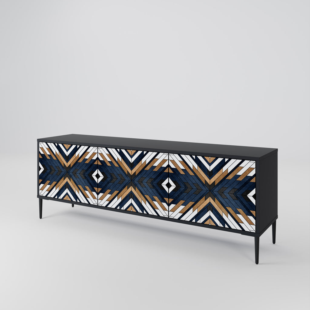 ARTFUL GEOMETRY 3-dörrars TV-bänk i svart finish