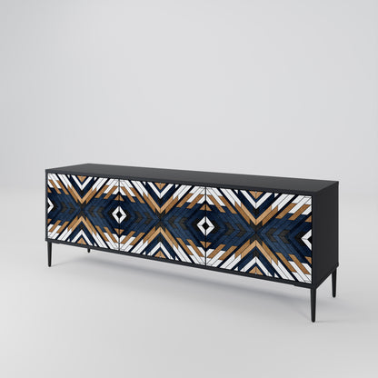 ARTFUL GEOMETRY 3-Door TV Stand in Black Finish