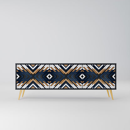 ARTFUL GEOMETRY 3-Door TV Stand in Black Finish