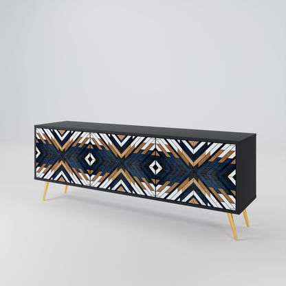 ARTFUL GEOMETRY 3-Door TV Stand in Black Finish