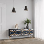 ARTFUL GEOMETRY 3-dörrars TV-bänk i svart finish