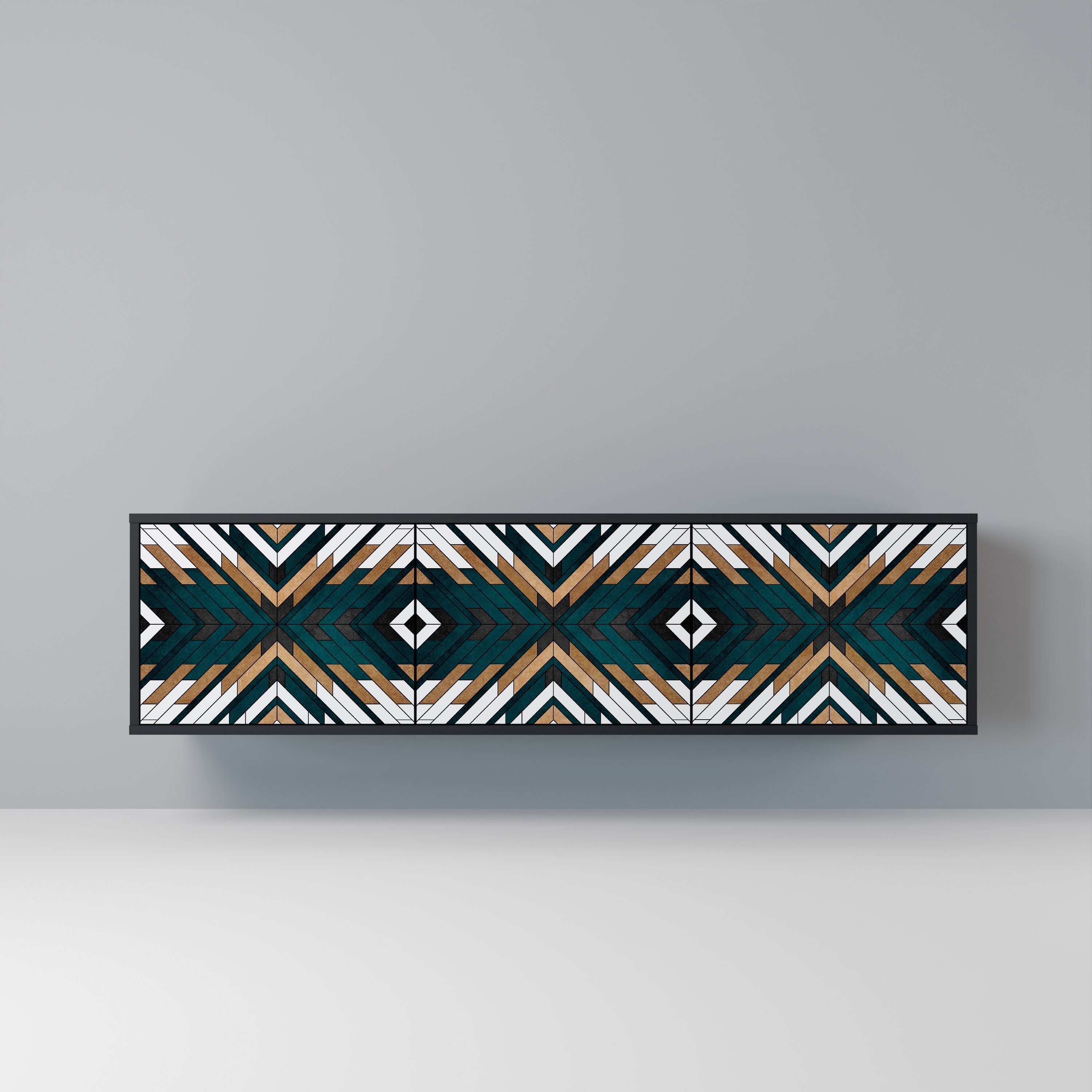 ARTISTIC GEOMETRY 3-dörrars TV-bänk i svart finish