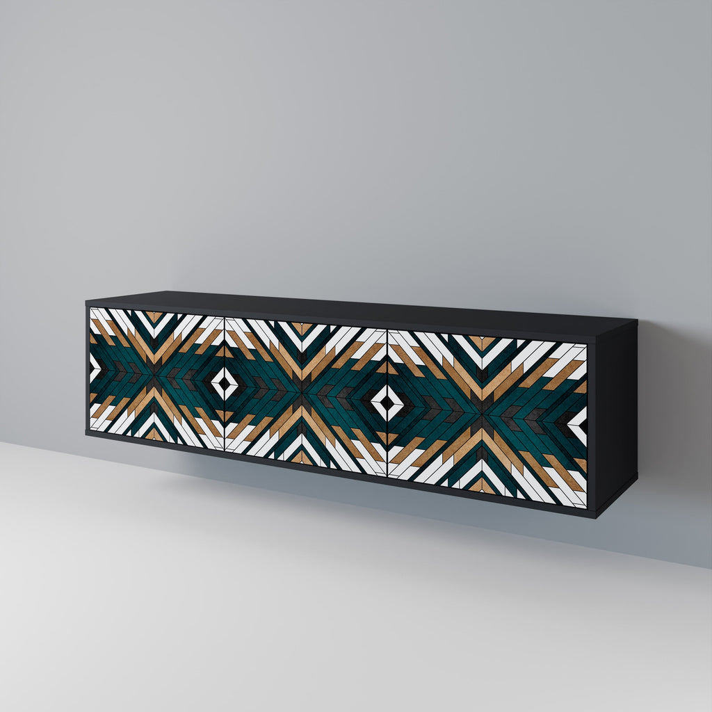 ARTISTIC GEOMETRY 3-dörrars TV-bänk i svart finish
