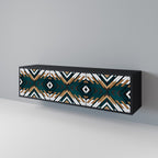 ARTISTIC GEOMETRY 3-Door TV Stand in Black Finish